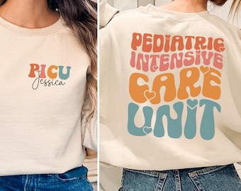 Felpa personalizzata con nome per infermiere/a di terapia intensiva pediatrica, maglietta per infermiere/a di terapia intensiva pediatrica, regalo per infermiere/a di terapia intensiva pediatrica, maglietta per ospedale per il Giorno del Ringraziamento