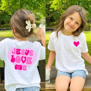 Jesus Loves Me Toddler Christian T-Shirt, Religious Kid Christian Gifts, Christian Youth T-Shirt, Little Girl Christian Shirt Retro Flower