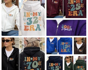 Personalized Birthday Zip Up Hoodie, Custom Birth Year, In My Era Design