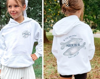 Sudadera cristiana para niños con capucha Salmo 46:10