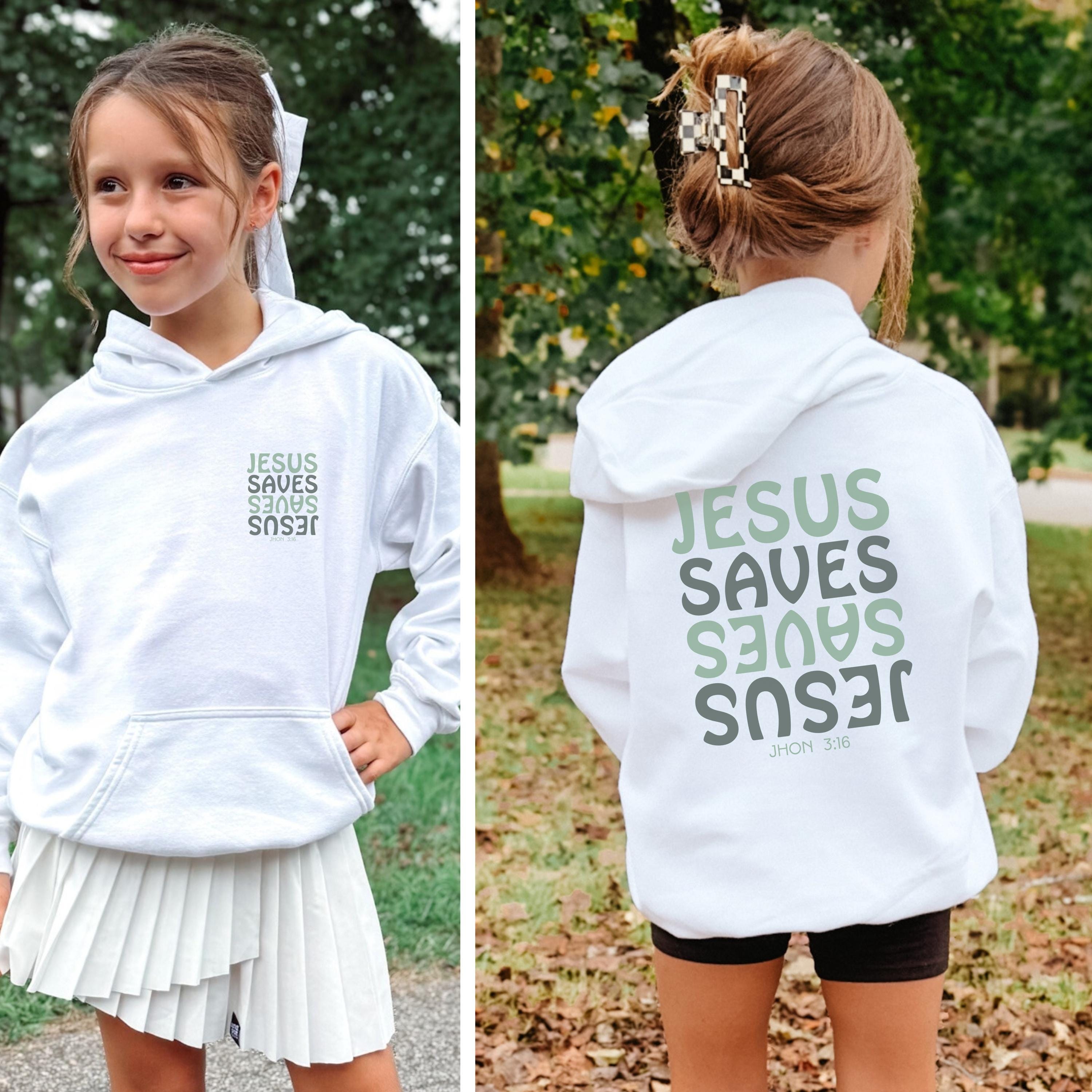 Jesus Saves Kids Hoodie • Christian Bible Verse Hoodie for