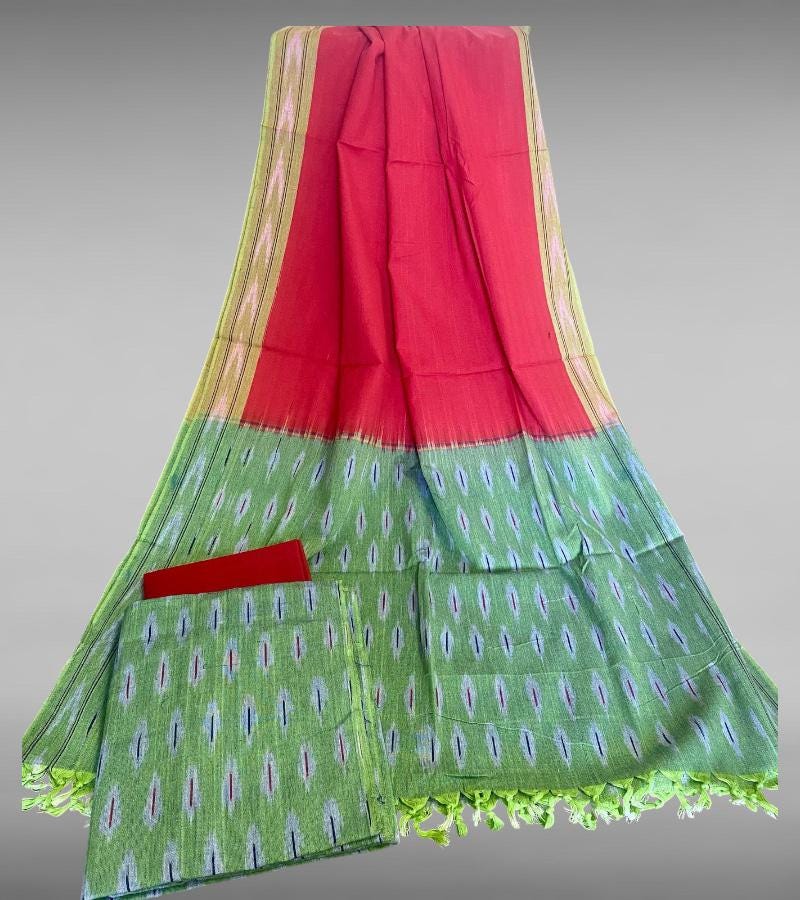 white christmas dresses Handwoven cotton Pochampally Ikat dress – Kalanjali main image 0