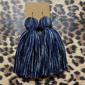 Denim Tassel Earrings