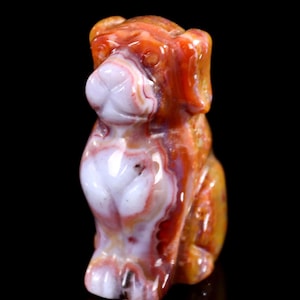 2.0” Natural Red Agate Hand Carved Crystal Dog Sculpture, Unique Crystal Carving for Home Decor & Collectors, Handcrafted Gift