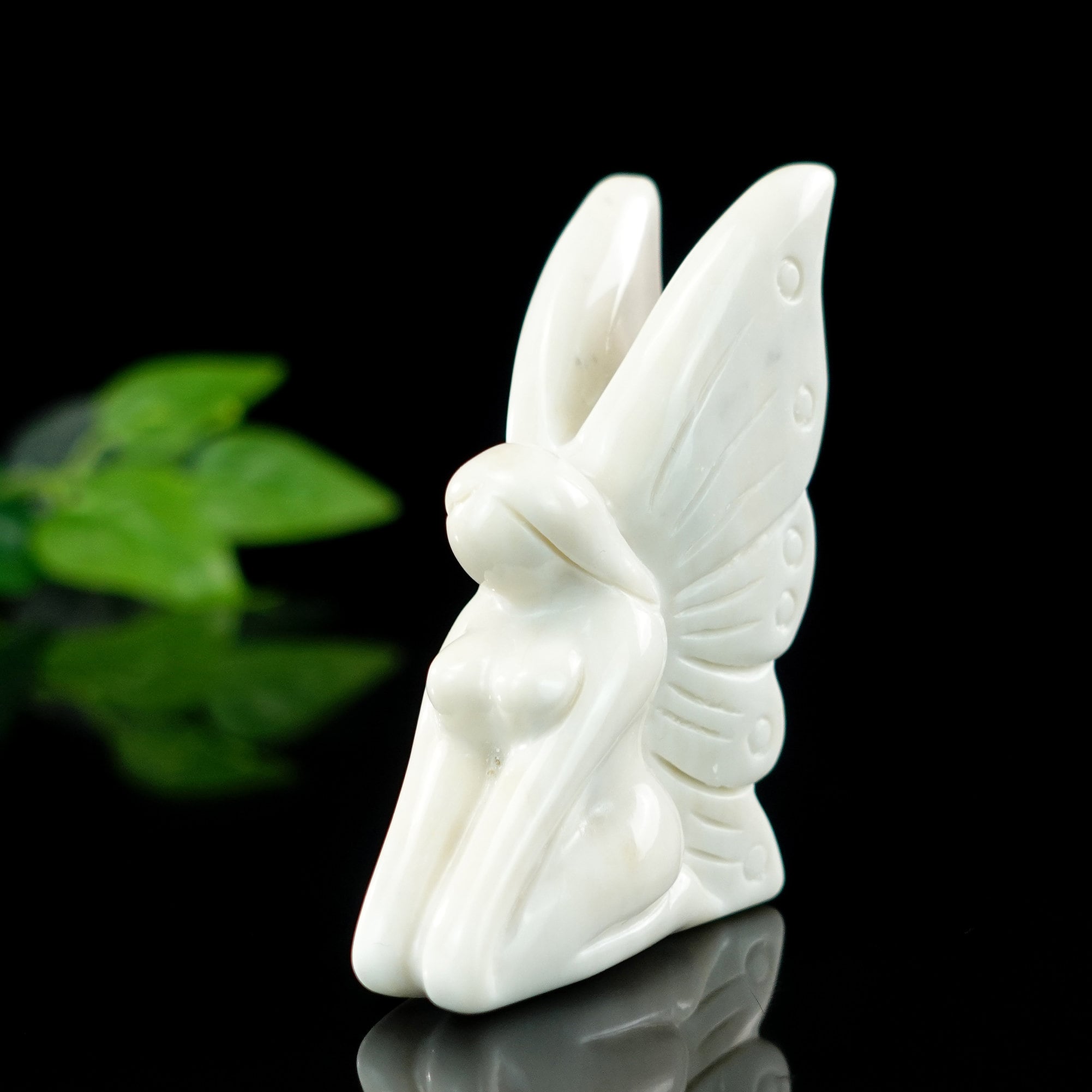 White Jade Angel Figurine: Carved Crystal Prayer Statue, Reiki