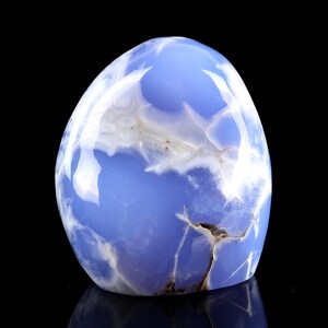 5.0” Natural Blue Chalcedony Gemstone Crystal Polished Stone, Healing Stone for Home Decor,Reiki Stone, Handcrafted Gift image 2