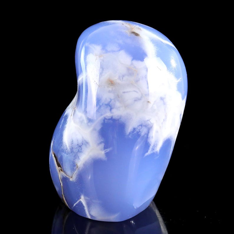 5.0” Natural Blue Chalcedony Gemstone Crystal Polished Stone, Healing Stone for Home Decor,Reiki Stone, Handcrafted Gift image 10