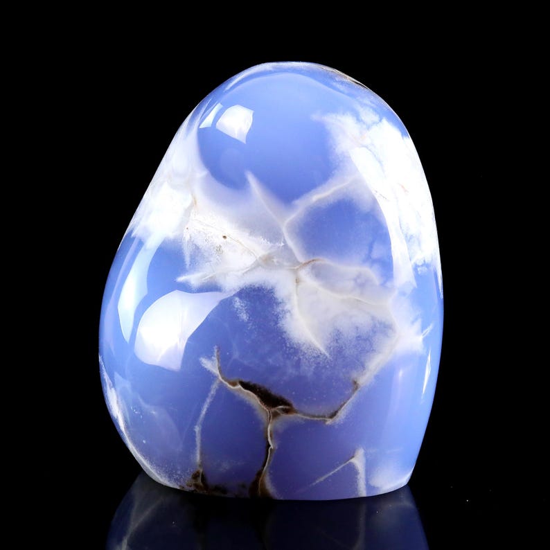 5.0” Natural Blue Chalcedony Gemstone Crystal Polished Stone, Healing Stone for Home Decor,Reiki Stone, Handcrafted Gift image 5
