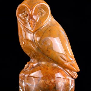 3.0” Natural Chalcedony Hand Carved Crystal Owl Sculpture,Unique Crystal Carving for Home Decor, Handcrafted Gift