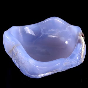 5.7” Natural Blue Chalcedony Hand Carved Bowl,Jewelry Bowl, Unique Crystal Carving Candy Bowl for Home Decor, Handcrafted Gift