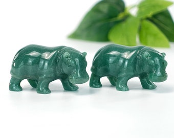 2.0-inch Green Aventurine Crystal Hippo - Beautiful Crystal Gift, Perfect for Crystal Healing and Home Decor, Exquisite Animal Sculpture