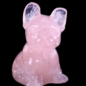 2.7” Natural Rose Quartz Hand Carved Crystal Cartoon Dog Sculpture, Unique Crystal Carving , Home Decor & Collectors, Handcrafted Gift