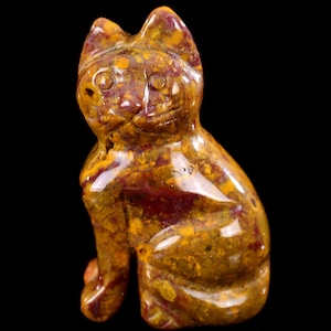 2.0” Natural Red Agate Hand Carved Crystal Cartoon Cat Sculpture, Unique Crystal Carving , Home Decor & Collectors, Handcrafted Gift