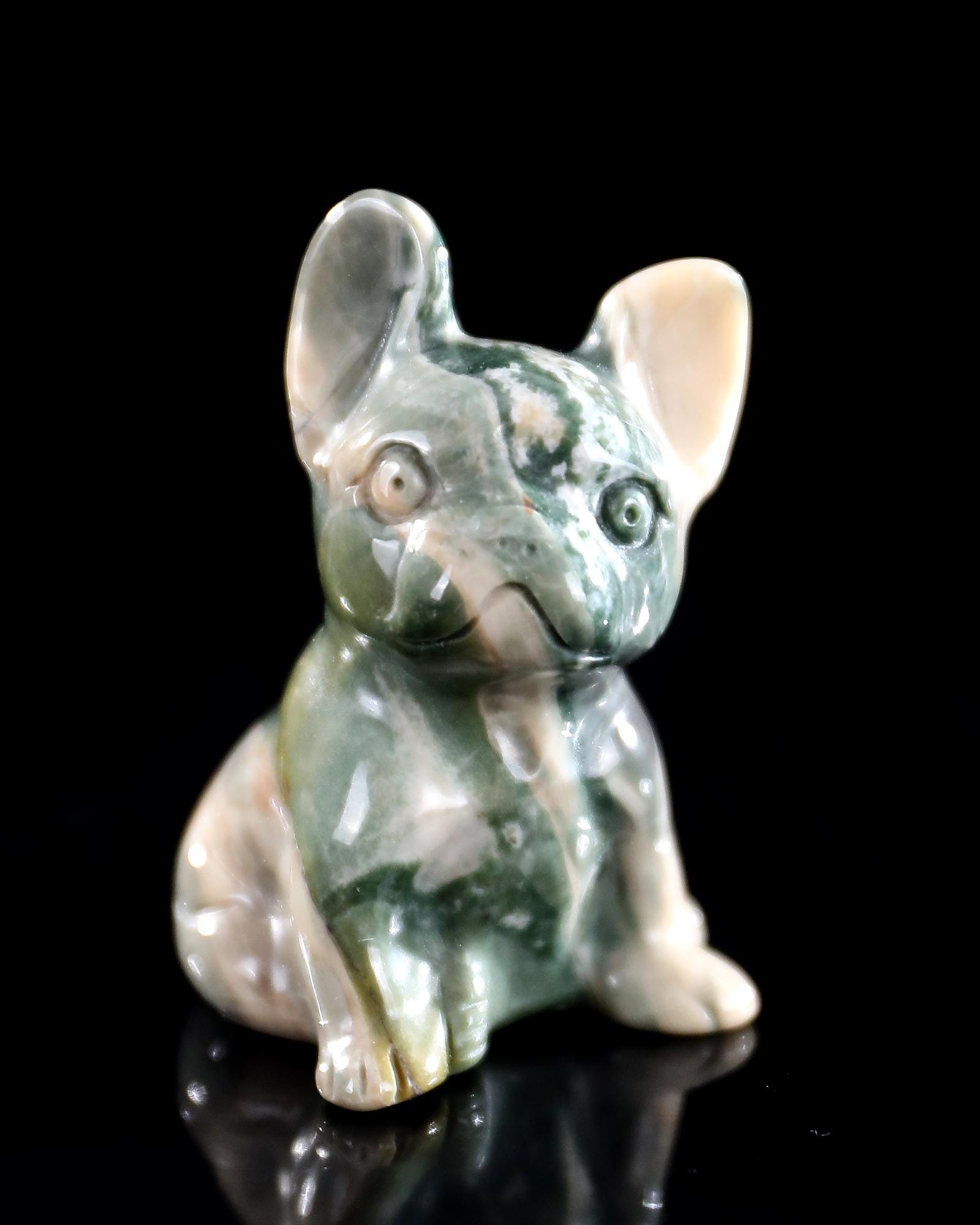 九龍翡翠水晶の犬の彫刻：手彫りの漫画の置物 - Etsy 日本