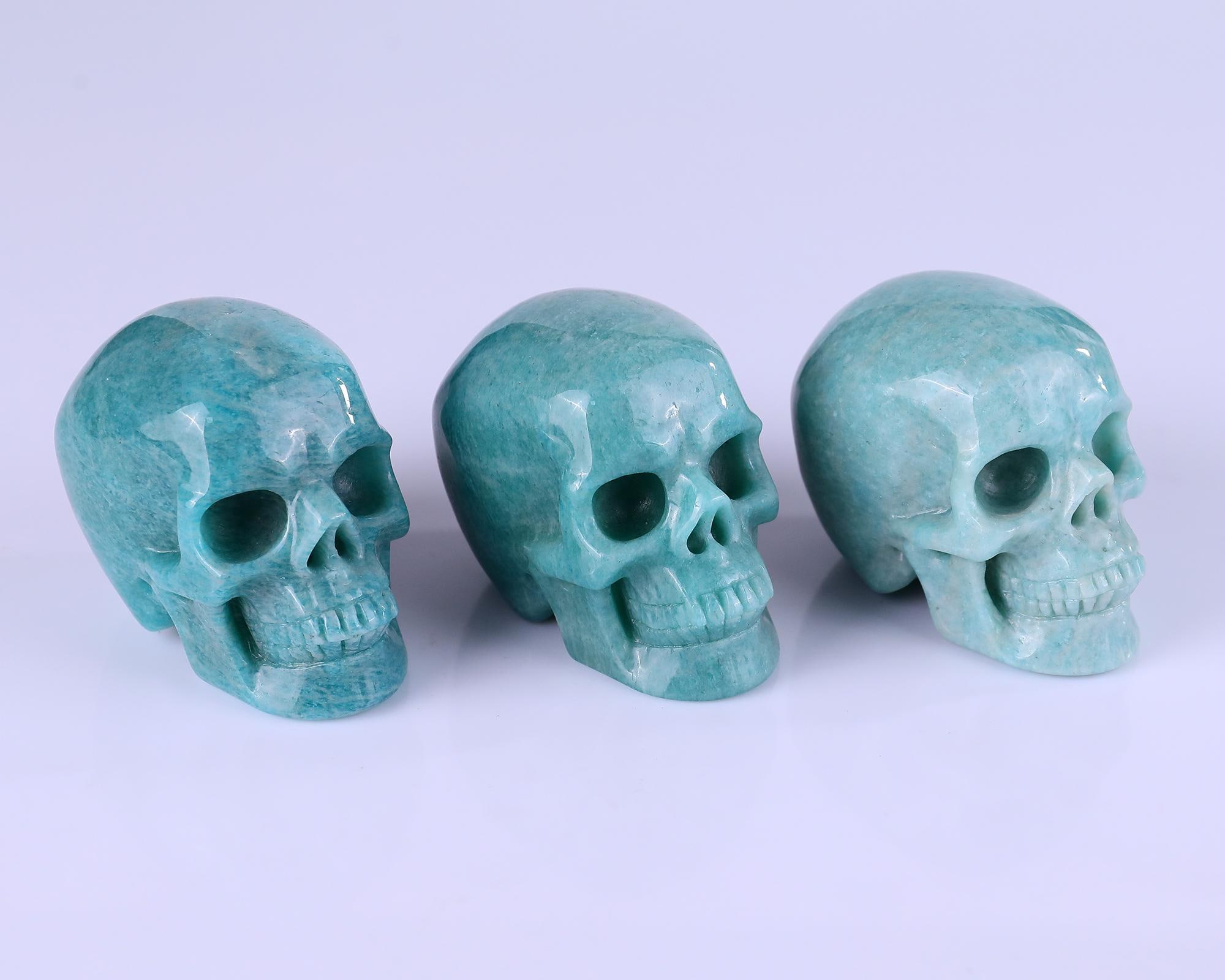 アマゾナイトクリスタルスカル：手彫り彫刻、ホームデコレーション