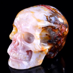 2.2&quot; Natural Red Agate Hand Carved Crystal Skull Sculpture, Unique Crystal Carving for Home Decor & Collectors, Handcrafted Gift