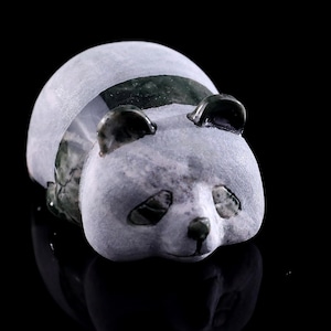 3,0 &quot;&quot;Jiulong Jade Hand geschnitzte Kristall Panda Skulptur, einzigartige Kristall Schnitzerei, Wohnkultur & Sammler, handgefertigtes Geschenk.&quot;