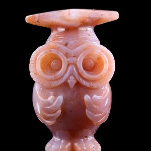 3.0” Natural Chalcedony Hand Carved Crystal Owl Sculpture,Unique Crystal Carving for Home Decor, Handcrafted Gift