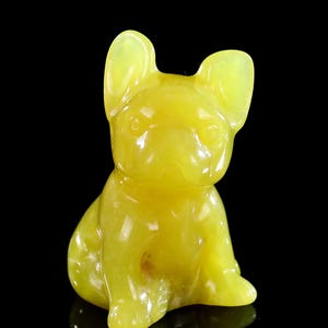 2.0” Natural New Jade Hand Carved Crystal Cartoon Dog Sculpture, Unique Crystal Carving , Home Decor & Collectors, Handcrafted Gift