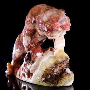 7.6” Natural Chalcedony Hand Carved Crystal Tiger Sculpture, Unique Crystal Carving for Home Decor & Collectors, Handcrafted Gift