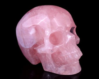 4.4” Natural Rose Quartz Hand Carved Crystal Skull Sculpture,Unique Crystal Carving for Home Decor, Handcrafted Gift