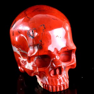 2.9” Natural Red Jasper Hand Carved Crystal Skull Sculpture,Unique Crystal Carving for Home Decor, Handcrafted Gift