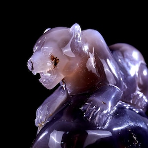 6.2” Natural Geode Agate Hand Carved Crystal Leopard Sculpture, Unique Crystal Carving for Home Decor & Collectors, Handcrafted Gift