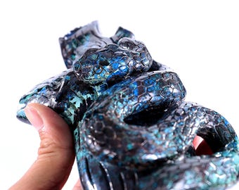 Escultura de serpiente de cristal de piedra fénix tallada a mano: regalo decorativo para el hogar (20,3 cm)