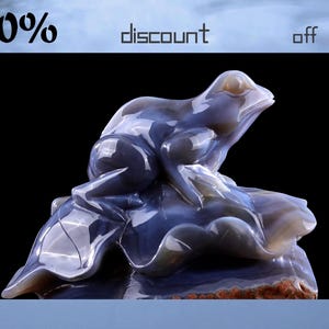 5.9” Natural Geode Agate Hand Carved Crystal Frog Sculpture,Unique Crystal Carving for Home Decor, Handcrafted Gift