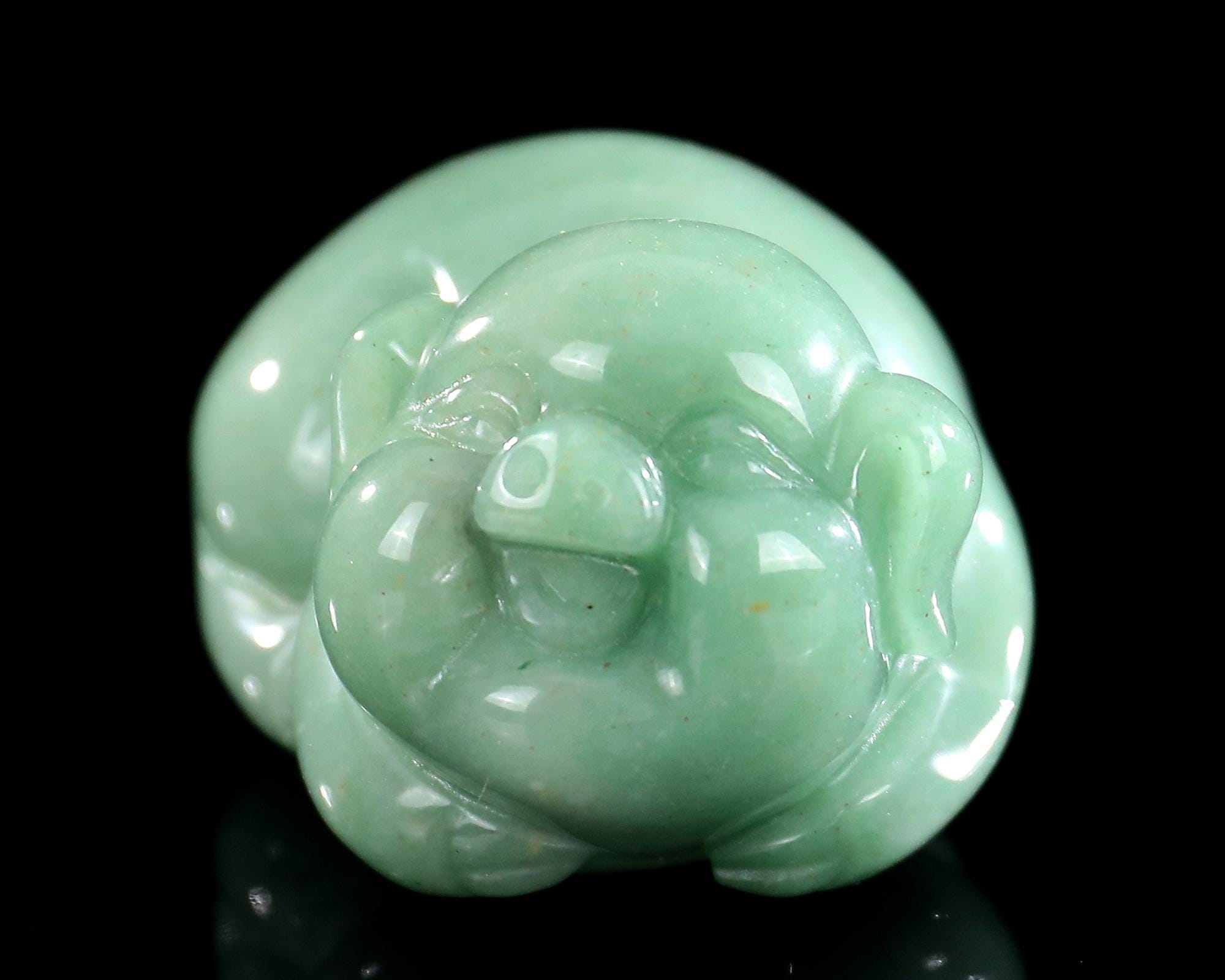 ブタの置物　天然石グリーンアベンチュリン グリーンアベンチュリンクリスタル豚彫刻：手彫りホームデコレーション