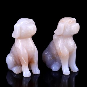 Blue Chalcedony Crystal Dog Sculpture: Hand Carved Home Decor