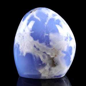 5.0” Natural Blue Chalcedony Gemstone Crystal Polished Stone, Healing Stone for Home Decor,Reiki Stone, Handcrafted Gift image 1