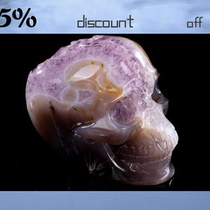 6” Natural Amethyst Geode Agate Hand Carved Crystal Skull Sculpture,Unique Crystal Carving for Home Decor, Handcrafted Gift