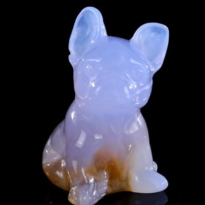 2.0” Natural Blue Chalcedony Hand Carved Crystal Cartoon Dog Sculpture, Unique Crystal Carving , Home Decor & Collectors, Handcrafted Gift
