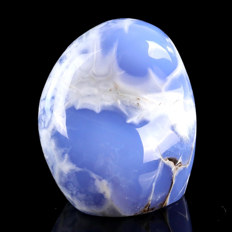 5.0” Natural Blue Chalcedony Gemstone Crystal Polished Stone, Healing Stone for Home Decor,Reiki Stone, Handcrafted Gift image 3