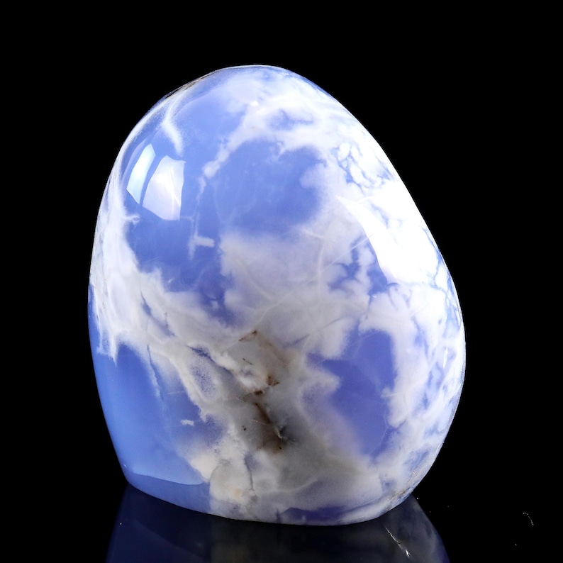 5.0” Natural Blue Chalcedony Gemstone Crystal Polished Stone, Healing Stone for Home Decor,Reiki Stone, Handcrafted Gift image 6