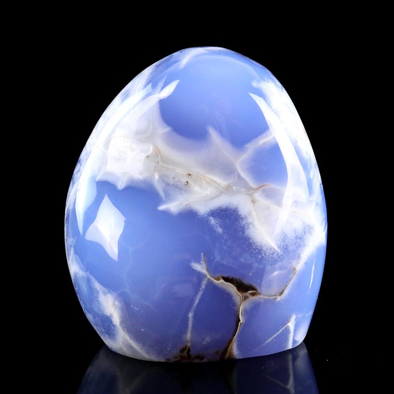 5.0” Natural Blue Chalcedony Gemstone Crystal Polished Stone, Healing Stone for Home Decor,Reiki Stone, Handcrafted Gift image 4