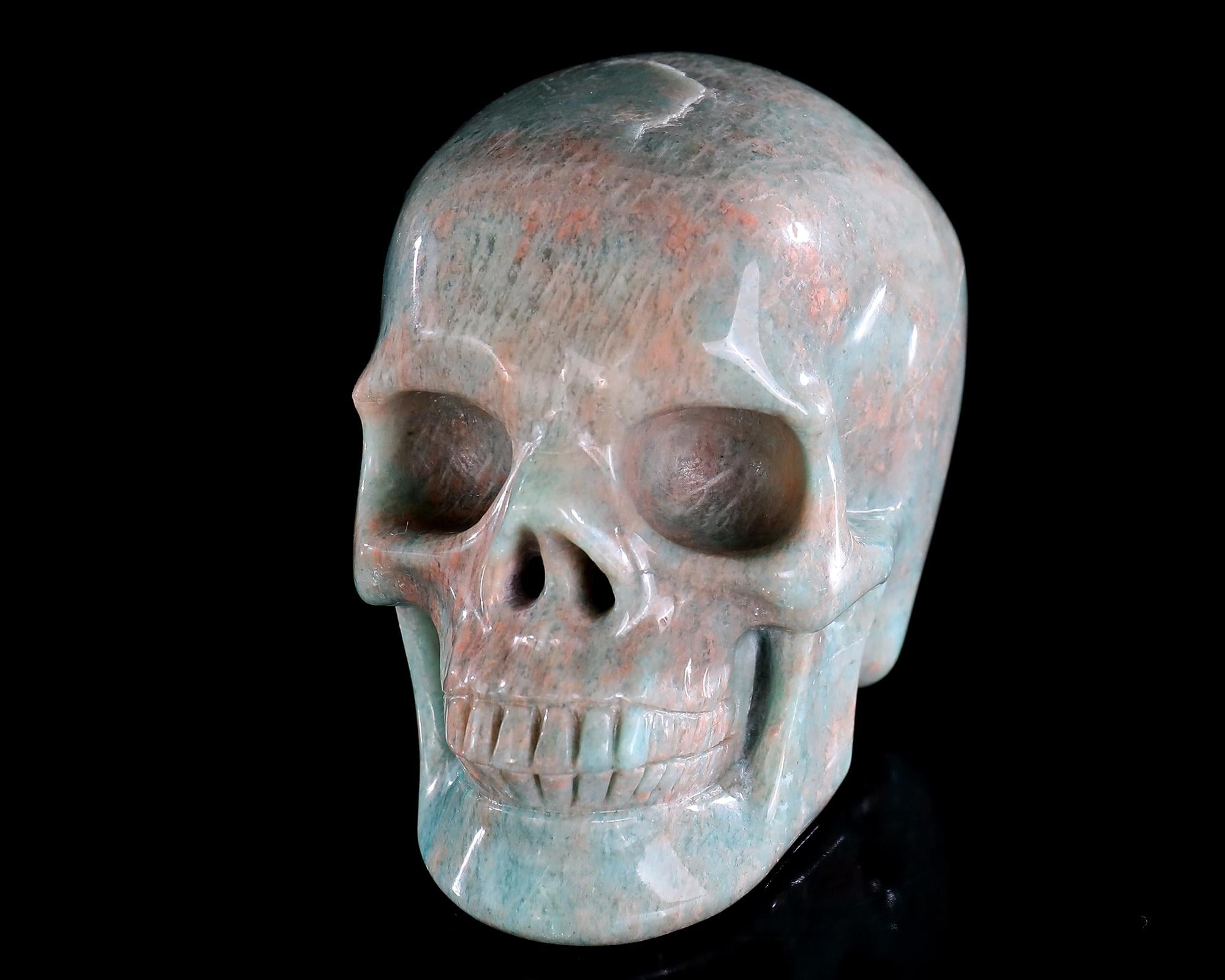 アマゾナイトクリスタルスカル：手彫り彫刻、ホーム