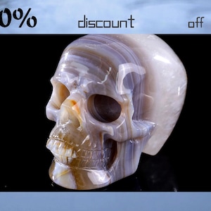 3.0” Natural Geode Agate Hand Carved Crystal Skull Sculpture, Unique Crystal Carving for Home Decor, Handcrafted Gift