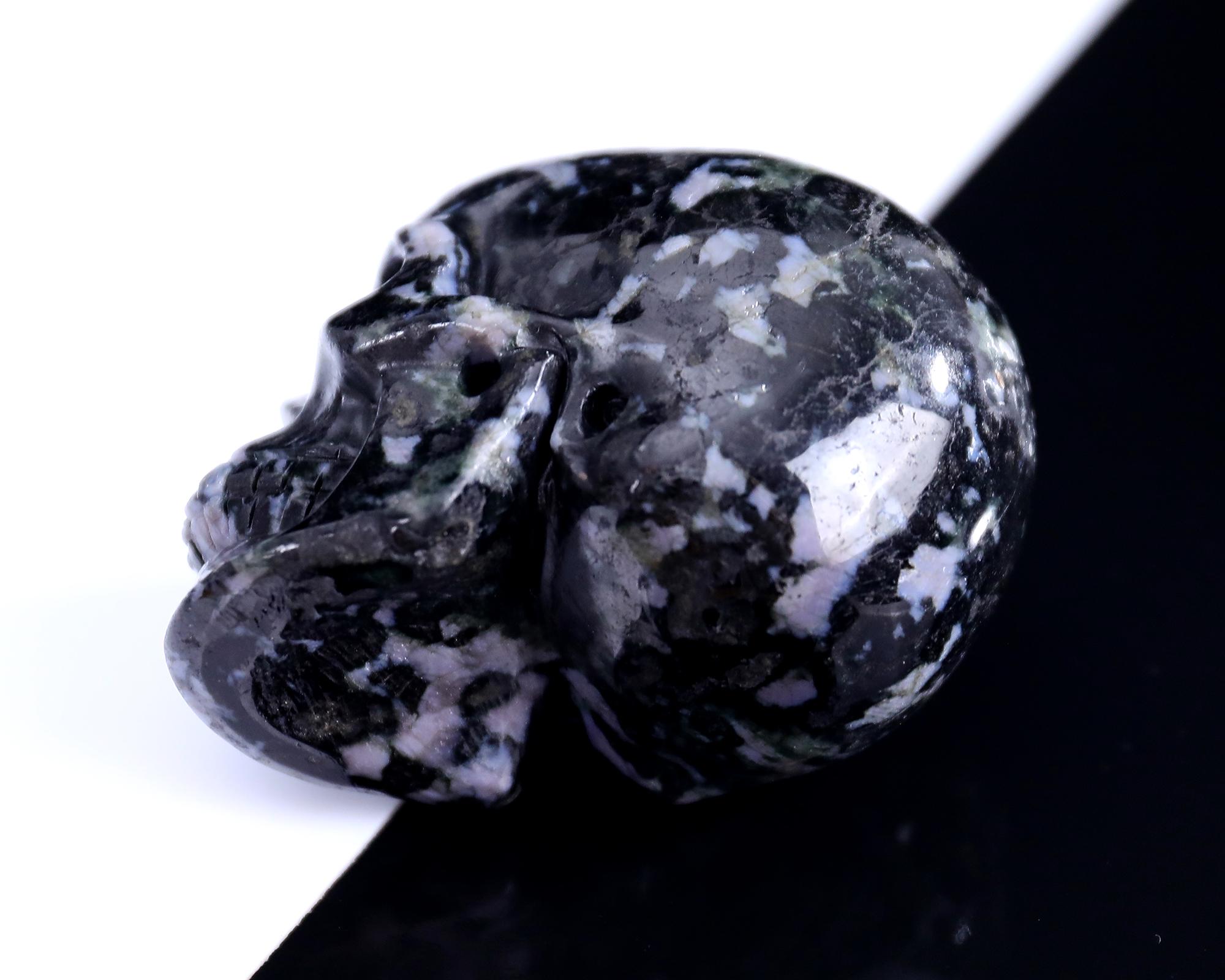 3.0インチ ガブロ瑪瑙水晶スカル：手彫り彫刻、室内装飾 - Etsy 日本