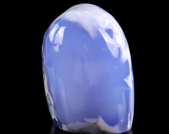 4.2" Natural Blue Chalcedony Gemstone Crystal Polished Stone, Blue Freeform Healing Rock for Meditation Home Decor