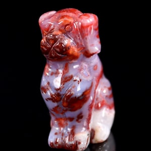 2.0” Natural Red Agate Hand Carved Crystal Dog Sculpture, Unique Crystal Carving for Home Decor & Collectors, Handcrafted Gift