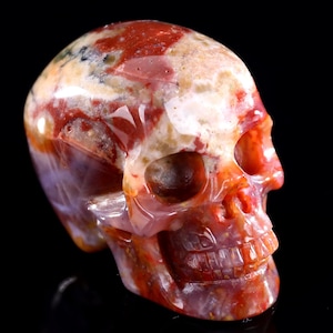 2.2” Natural Red Agate Hand Carved Crystal Skull Sculpture,Unique Crystal Carving for Home Decor, Handcrafted Gift