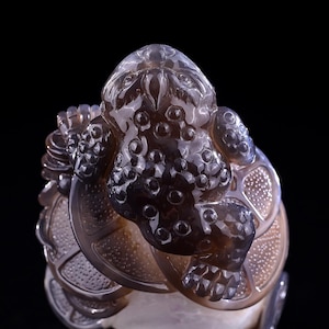 8.3” Natural Geode Agate Hand Carved Crystal JinChan Sculpture,Unique Crystal Carving for Home Decor, Handcrafted Gift
