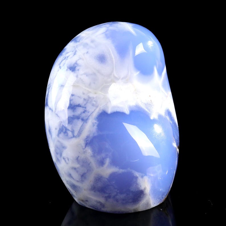5.0” Natural Blue Chalcedony Gemstone Crystal Polished Stone, Healing Stone for Home Decor,Reiki Stone, Handcrafted Gift image 9