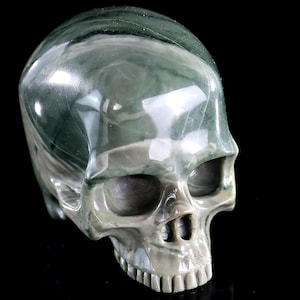 2.9” Natural Jiulong Jade Hand Carved Crystal Skull Sculpture,Unique Crystal Carving for Home Decor, Handcrafted Gift