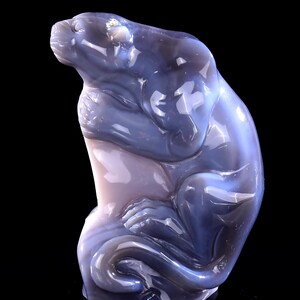 Escultura de leopardo de ágata geoda: decoración de cristal tallada a mano, 5.0&quot;