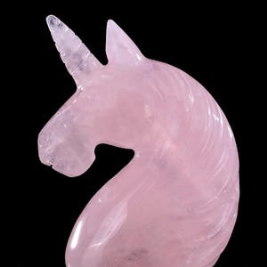 3.9” Natural Rose Quartz Hand Carved Crystal Unicorn Sculpture, Unique Crystal Carving for Home Decor & Collectors, Handcrafted Gift