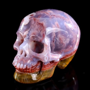 2.2” Natural Red Agate Hand Carved Crystal Skull Sculpture,Unique Crystal Carving for Home Decor, Handcrafted Gift