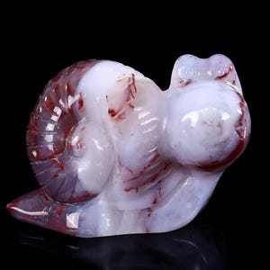 2.0” Natural Red Agate Hand Carved Crystal Snail Sculpture, Unique Crystal Carving for Home Decor & Collectors, Handcrafted Gift